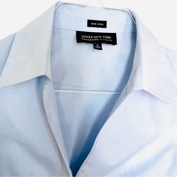 JONES NEW YORK Light Baby Blue Classic Collar Button Down Blouse Shirt Top 0 - Picture 10 of 11